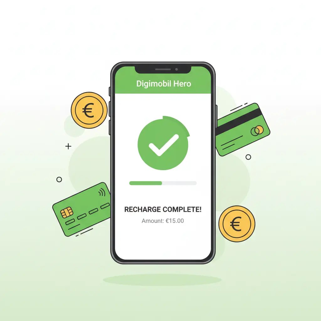Smartphone mostrando recarga Digimobil